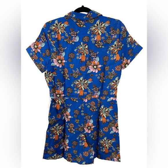 NWT‎ ModCloth Summer Camp Solstice Sapphire Blue Floral Print Romper Size 2 - Picture 4 of 9